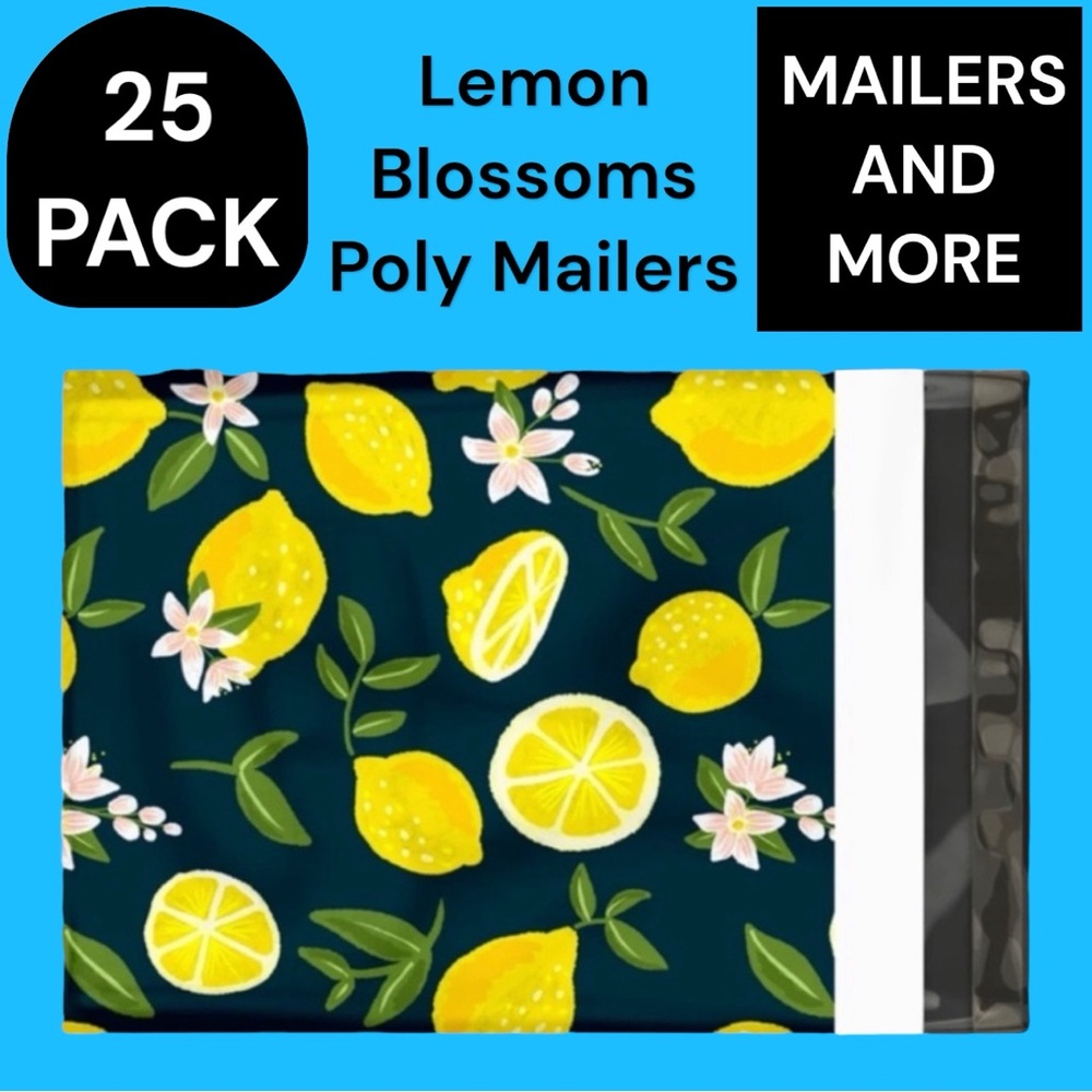 25 10X13 Poly Mailers Lemon and Blossoms Shipping Envelopes Bags PRICE IS FIRM - Picture 6 of 15